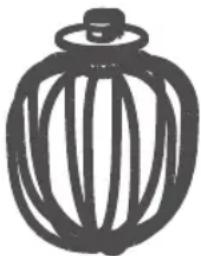 Simple line drawing of a decorative vase with vertical ribs (no text or symbols)