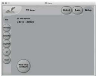 TC Icon Select Auto Setup Info TC Icon version 7.8.10 - 30094 Reset setup to select