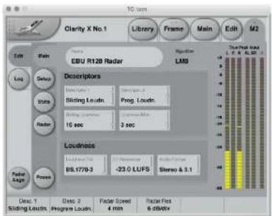 TC 5nm Clarity X No.1 Library Frame Main Edit M2 EBU R128 Radar Description LMS Main Setup Sigma Radar Loudness BBL1770-3 -23.0 LUFS Stereo & 3.1 Desc. 1 Siding Lough Progress Lough Faster Speed 4 min Radar Freq 6 dBm/s