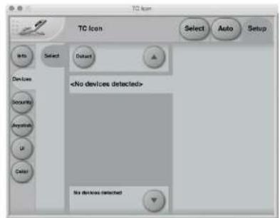 TC Icon Select Auto Setup Info Select Default Device Document Anonym U Color No devices detected