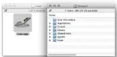 1 of 1 selected 7 items: 884.26 GB available Icon.app Home User Information Applications Groups Libraries Shared Items System Users