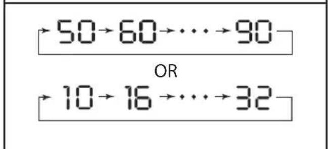 50→60→…→90 OR 10→16→…→32