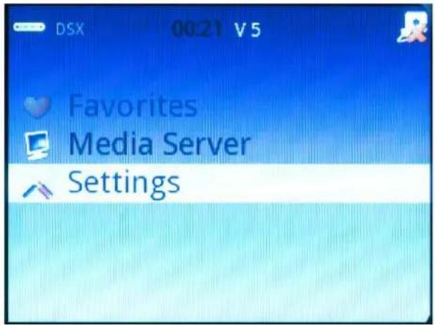 DSX 00:21 V5 Favorites Media Server Settings