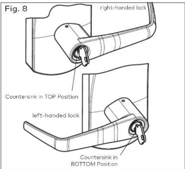 Fig. 8 right-handed lock Countersink in TOP Position left-handed lock Countersink in BOTTOM Position