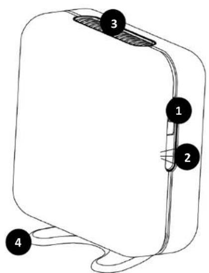 Diagram of a device with numbered parts labeled 1, 2, 3, and 4 pointing to different sections.