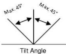 Max. 45° Max. 45° Tilt Angle