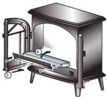Technical diagram of a portable air conditioner unit with labeled components and directional arrows indicating flow or movement.