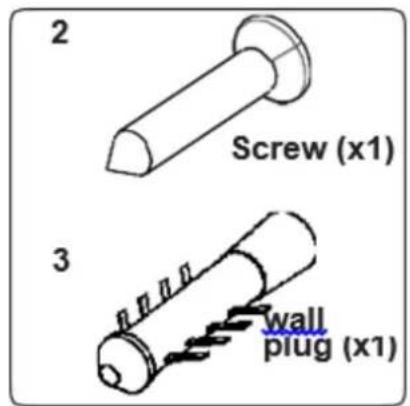 2 Screw (x1) 3 wall plug (x1)