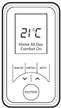 21°C Home All Day Comfort On BACK MENU ADV ENTER