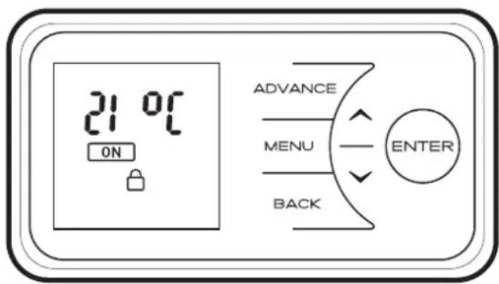 21.0°C ON ADVANCE MENU BACK ENTER