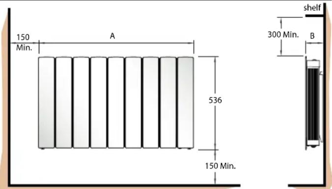 150 Min. A 536 150 Min. shelf 300 Min. B