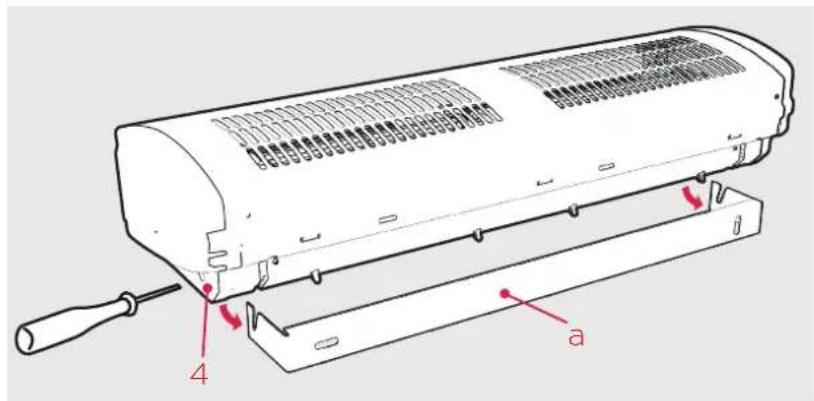 Technical diagram of a device with labeled parts and directional arrows indicating movement or assembly.