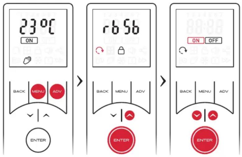 23°C ON BACK MENU ADV ENTER rb56 BACK MENU ADV ENTER ON OFF BACK MENU ADV ENTER