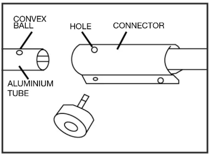 CONVEX BALL HOLE CONNECTOR ALUMINIUM TUBE
