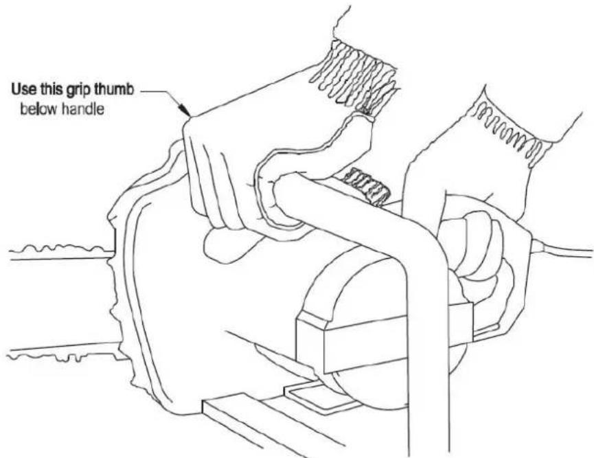 Use this grip thumb below handle