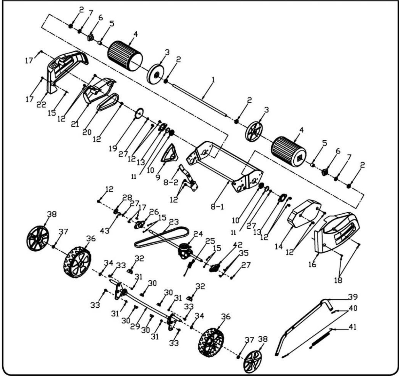 Technical diagram of a mechanical assembly with numbered components for identification and assembly reference.