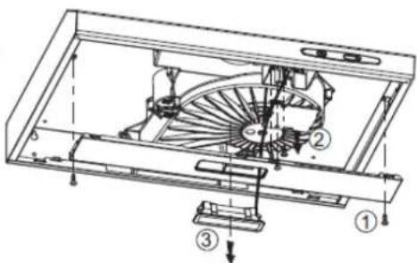 Technical diagram of a mechanical device with numbered components and directional arrows indicating assembly or motion.