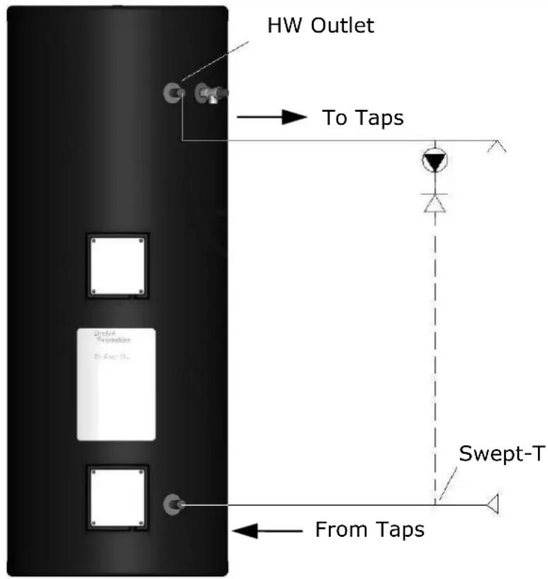 HW Outlet To Taps Swept-T From Taps