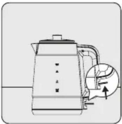 Line drawing of a kettle with a globe inset showing its interior (no text or symbols)