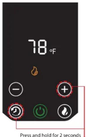 78 °F Press and hold for 2 seconds