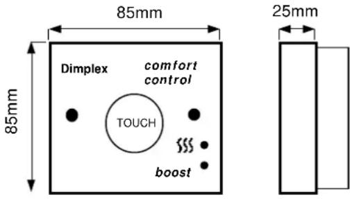 85mm 85mm Dimplex comfort control TOUCH boost 25mm