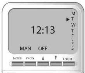 12:13 MAN OFF MODE PROG ENTER M T W T F S S
