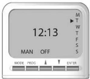 12:13 MAN OFF MODE PROG ENTER M T W T F S S
