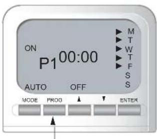 ON P100:00 AUTO OFF MODE PROG ENTER M T W T F S S