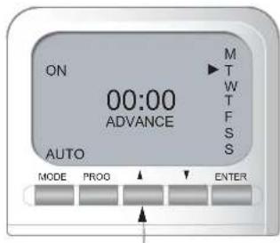 ON 00:00 ADVANCE AUTO MODE PROG ENTER M T W T F S S