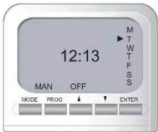 12:13 MAN OFF MODE PROG ENTER M T W T F S