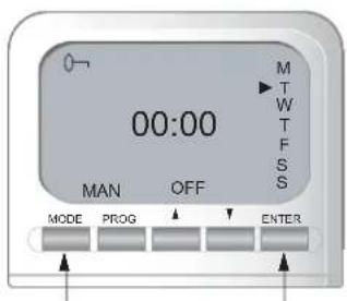 00:00 MAN OFF MODE PROG ENTER M T W T F S S