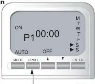 ON P100:00 AUTO OFF MODE PROG ENTER M T W T F S S