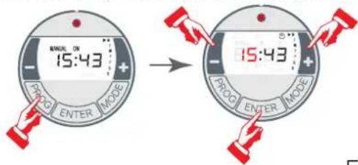 SINTEL ON 15:43 + - PROG ENTER MODE → 15:43 + PROG ENTER MODE