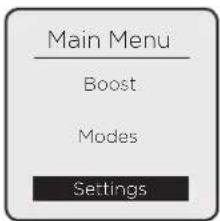 Main Menu Boost Modes Settings