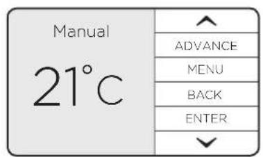Manual 21°C ADVANCE MENU BACK ENTER