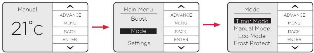 DIMPLEX QRAD200E - Available Timer Modes - 1