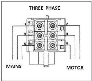 THREE PHASE 1 2 3 4 5 6 MAINS MOTOR
