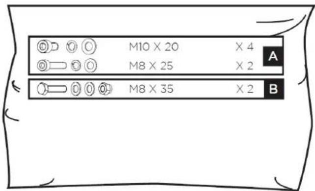 M10 X 20 M8 X 25 M8 X 35 X 4 X 2 A B