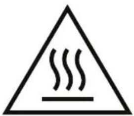 Warning symbol with steam inside a triangle, indicating heat or smoke hazard