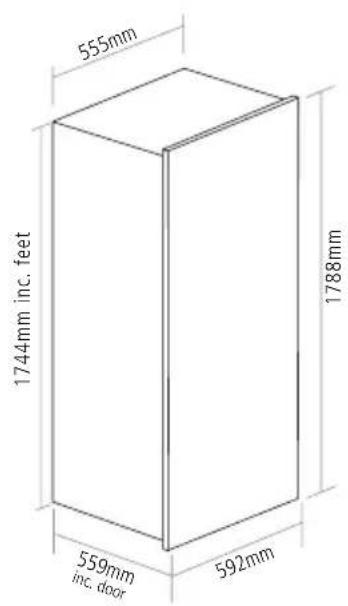 555mm 1744mm inc. feet 1788mm 559mm inc. door 592mm