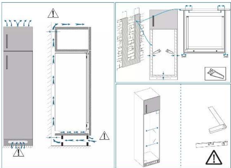 Technical diagram illustrating structural components and safety warning indicators for a building facade or enclosure.