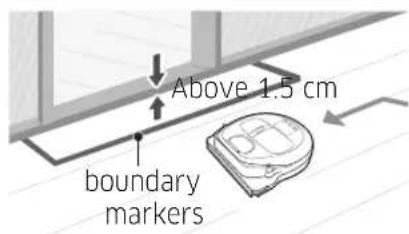 Above 1.5 cm boundary markers