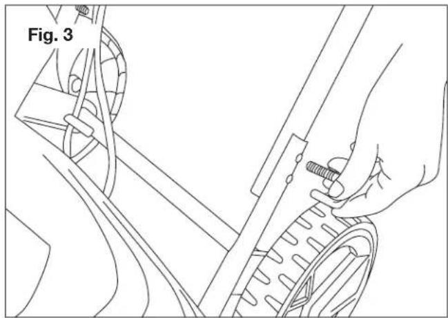 Line drawing of a hand operating a bicycle wheel assembly (no text or symbols)