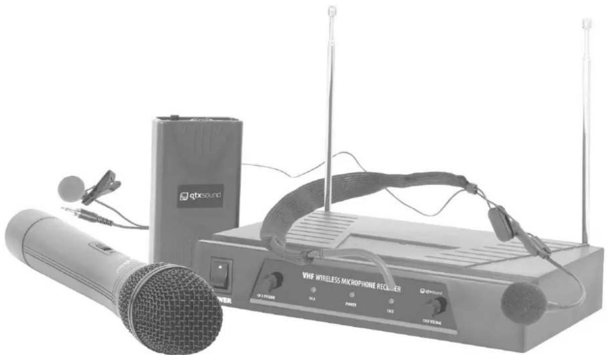 Exterior view of a VHF Wireless Microphone Recker with external microphone and earplifier (no signage)