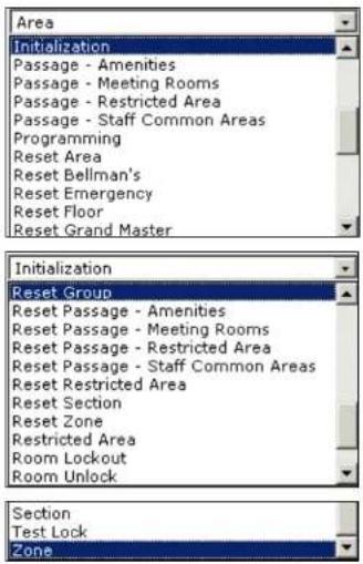 Area Initialization Passage - Amenities Passage - Meeting Rooms Passage - Restricted Area Passage - Staff Common Areas Programming Reset Area Reset Bellman's Reset Emergency Reset Floor Reset Grand Master Initialization Reset Group Reset Passage - Amenities Reset Passage - Meeting Rooms Reset Passage - Restricted Area Reset Passage - Staff Common Areas Reset Restricted Area Reset Section Reset Zone Restricted Area Room Lockout Room Unlock Section Test Lock Zone