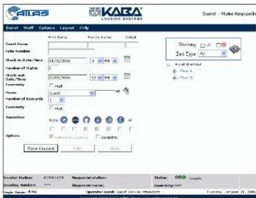 ALAS KARAKARA LADING SYSTEMS Guest - Make Keywords Guest Staff Options Legend Help Cost Range Family Rate Total Cost Name Rate Number Check-in Date/Time 10/25/2006 9 PM Number of Nighter 1 Check out 10/25/2006 12 PM Date/Time Locality High Number of Konscde 1 Locality High Assumptions High 100 100 100 Options Subtotal Status Durability Main Keyword Entry Back Smoking Bed Type AI Real Market B-Check B-Check C Order Station 10/25/2006 Registration Station Status: 000 Checks Loading Numbers 100 100 100 Registration Number: 000 Log Number: 100% Operator Level: Unit Type Standard To date, January 31, 2006
