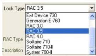 Lock Type RAC 3.5 Exit Device 730 Generation E-760 RAC 3.0 RAC 3.5 RAC 4.0 Solitaire 710 Solitaire 710-II System 700-II
