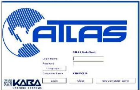 ATLAS ATLAS Web Client Login Name: Password: Language... Computer Name: KENWESIN Login Close Set Computer Name KARA LODGING SYSTEMS