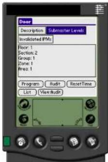 Door Description Submaster Level Invalidated RPMs Floor: 1 Section: 2 Group: 1 Zone: 1 Pres: 1 Program Audit ResetTime List View Audit