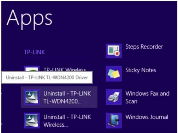 Apps TP-LINK Uninstall - TP-LINK TL-WDN4200 Driver Uninstall - TP-LINK TL-WDN4200... Uninstall - TP-LINK Wireless... Steps Recorder Sticky Notes Windows Fax and Scan Windows Journal